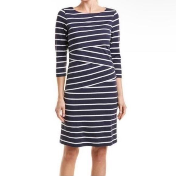 J. McLaughlin Catalina Cloth Navy White Striped Layered Dress - Picture 1 of 7